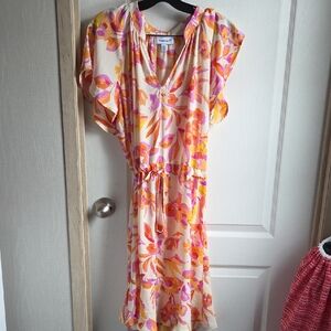 Veronica M Floral Pink and Orange Dress